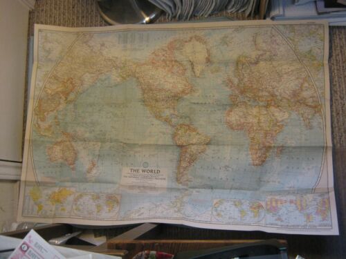 VINTAGE THE WORLD MAP National Geographic March 1957