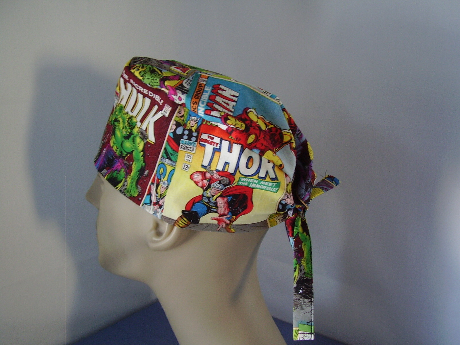 Scrub Hat Tieback Cap - Super Heroes - Marvel Comic Book Covers - One size