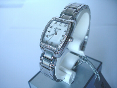 Pre-owned Bulova Women's 96r162 Highbridge Diamond Watch Tonneau Case