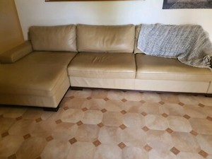 Freedom Tan Leather Couch And Chaise Sofas Gumtree Australia