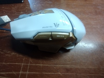 iMICE V9 Wired Gaming Mouse USB Optical 7 Button 3200 DPI (WHITE / GOLD)