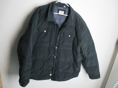 New Marine Layer Down Fill Shacket Snap Jacket Black Men XXL Hand Warmer Pockets