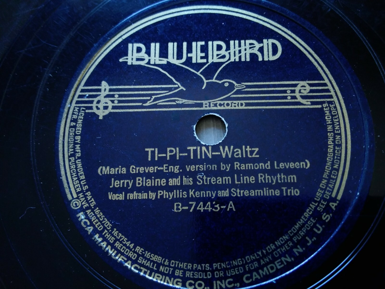 Jerry Blaine 78rpm Single 10-inch Bluebird Records #B-7443