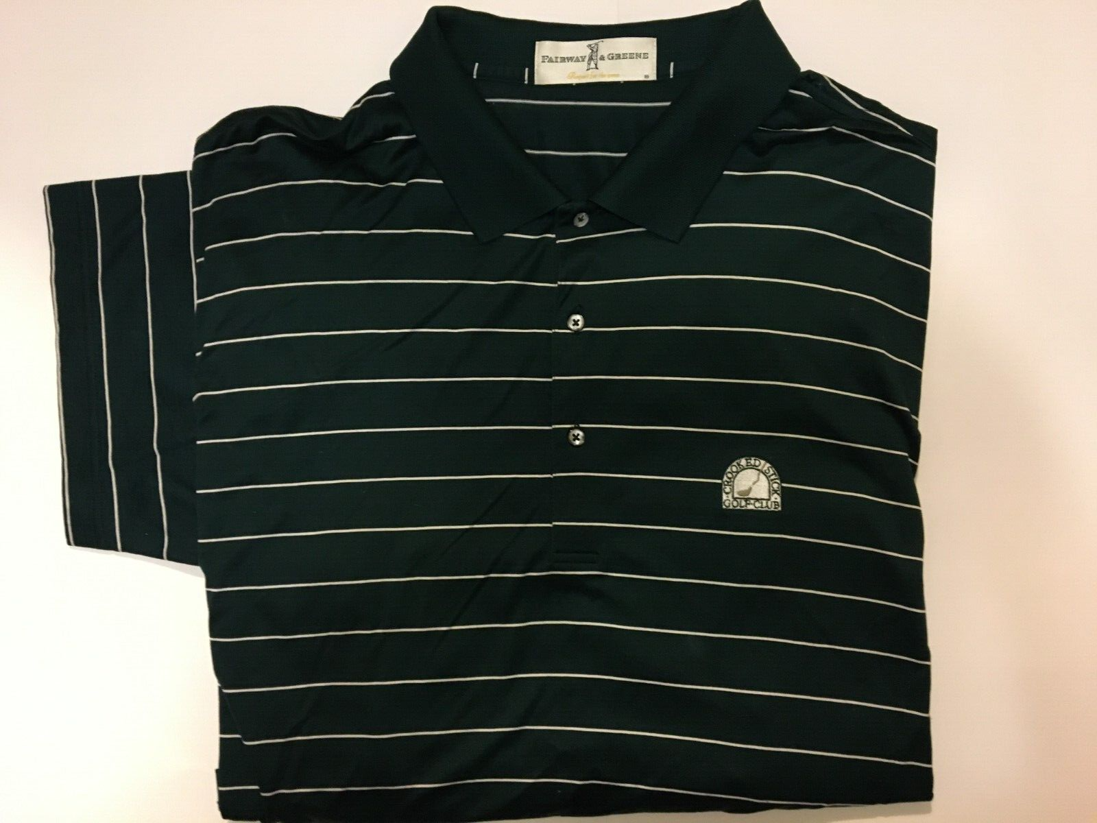 Crooked Stick Golf Club Men's Green Stripe Golf Polo Size 2XL Fairway & Greene
