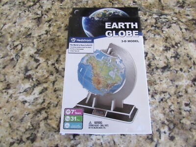 Hedstrom Earth Globe 3D Model-No Glue/Tools Needed! The World is Yours to Build!