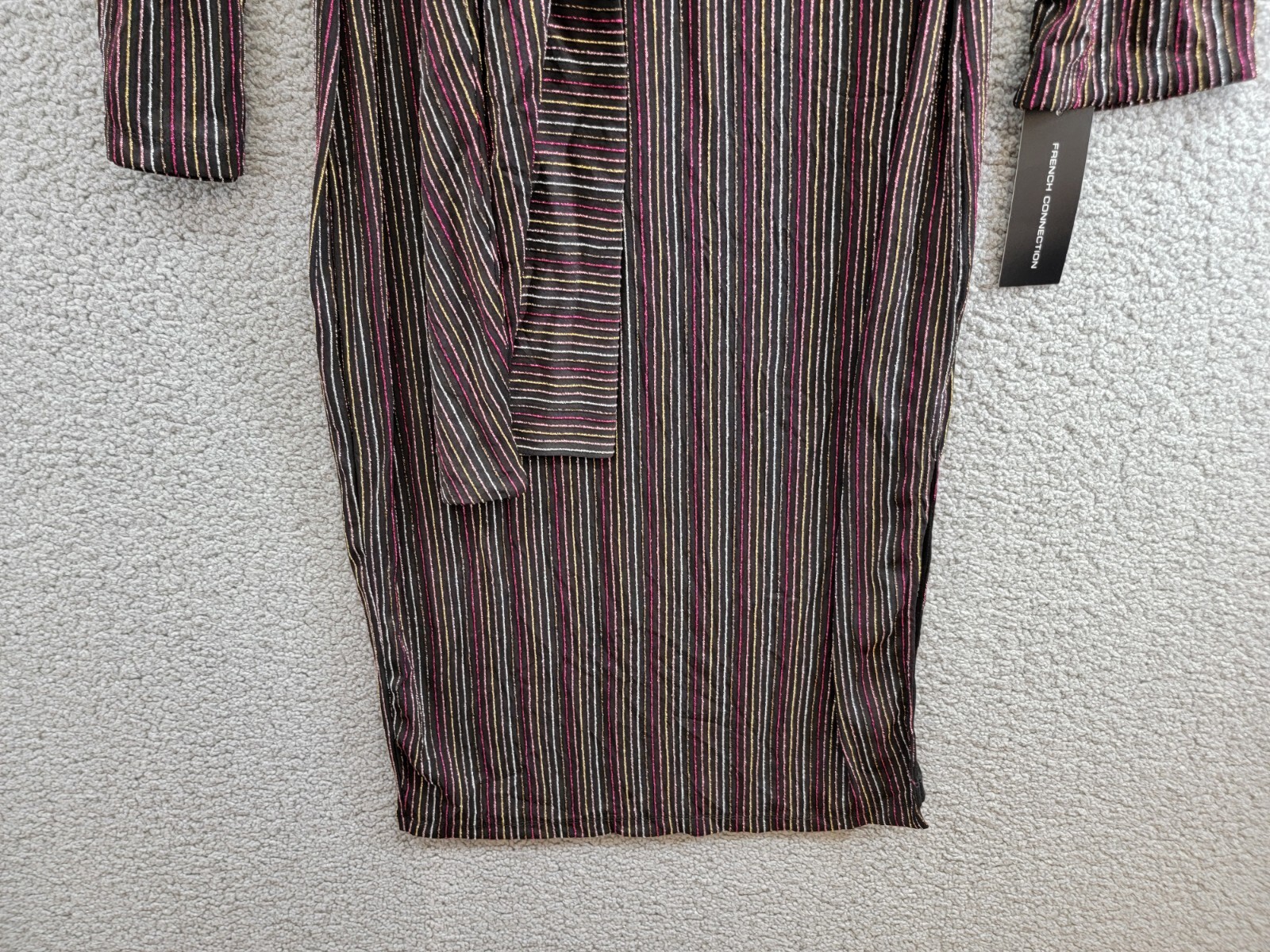 French Connection Paula Keyhole Midi Dress Women's S Blackout Multi Round Neck - Picture 4 of 16