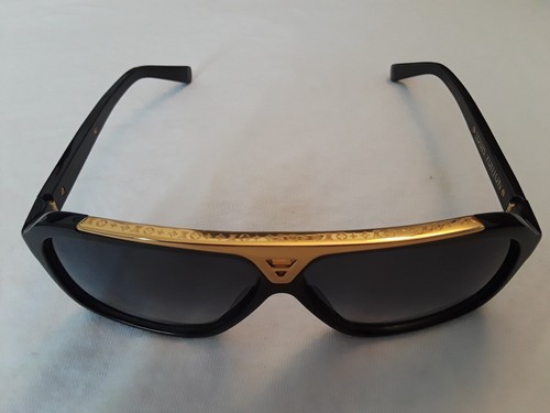 Mens Louis Vuitton Z0350W Black/Gold Evidence Aviator Sunglasses