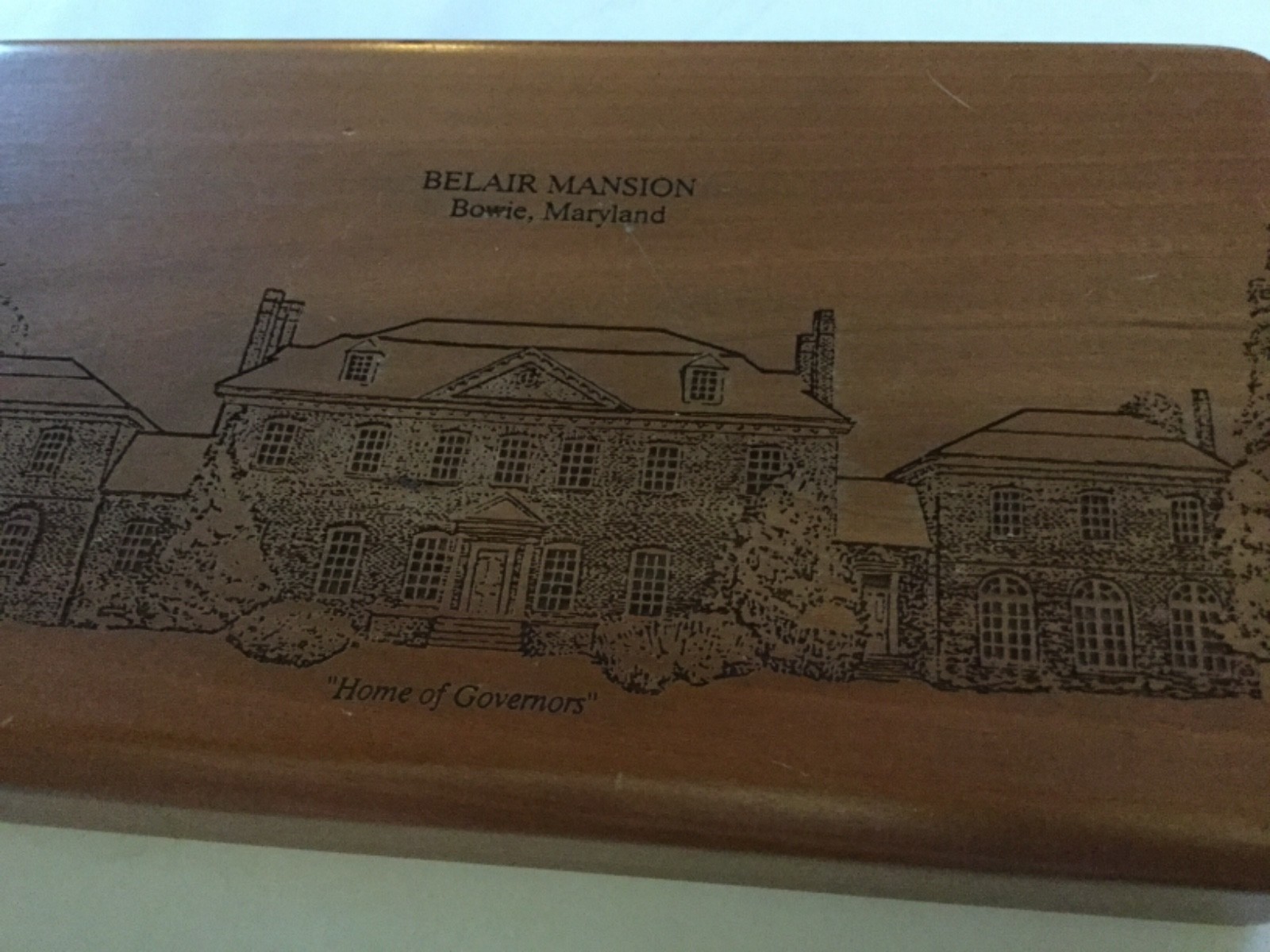 Wood Jewelry Box Carved Wood Engraved Historic Belair Mansion Bowie, MD
