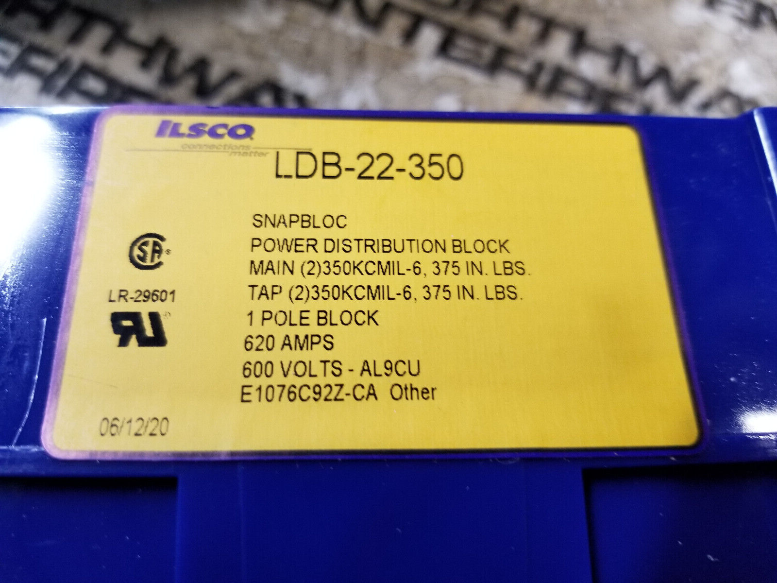 LDB-22-350 - Ilsco - Single Pole Distribution Block - Picture 6 of 8