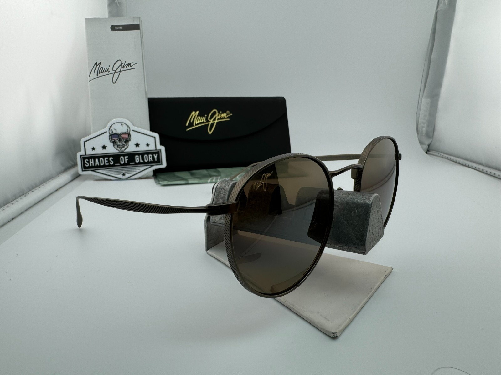 Pre-owned Maui Jim Nautilus Mj 544n-20c Asian Fit Titanium Hcl Bronze Polarized Sunglasses