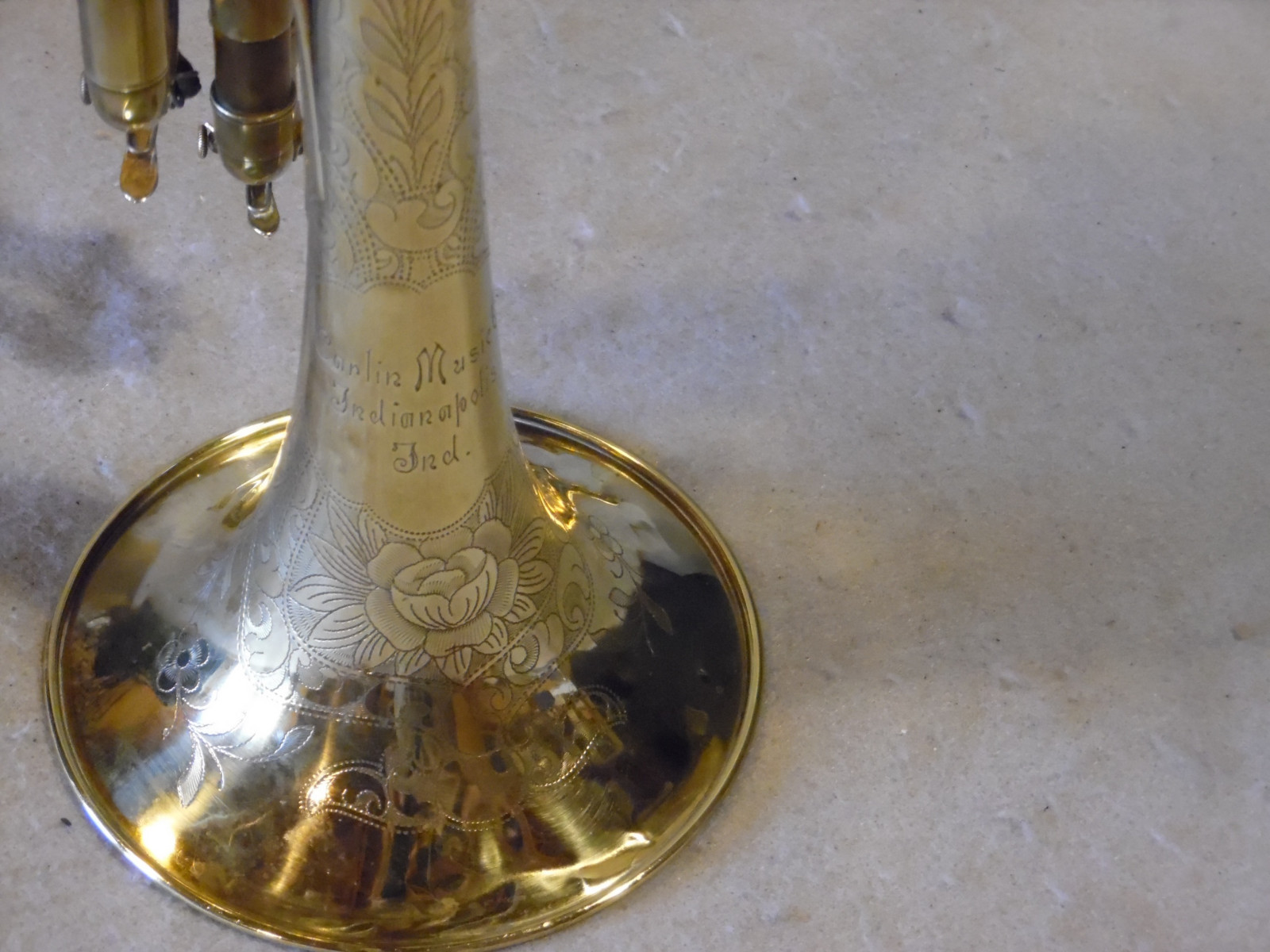 Vintage Rare Carlin Music Co. Brass Cornet Indianapolis Ind. German 1911 - 1937
