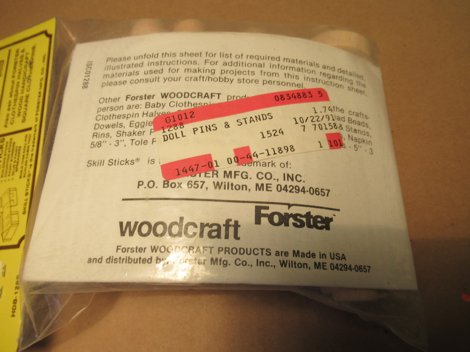 Forster Doll Pins & Stands Wood Crafts NOS Pack Of 10 Wooden