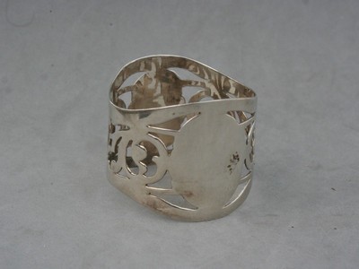 Napkin Ring Holder Silver Plate Hallmark Pierced Art Deco 1 3/4