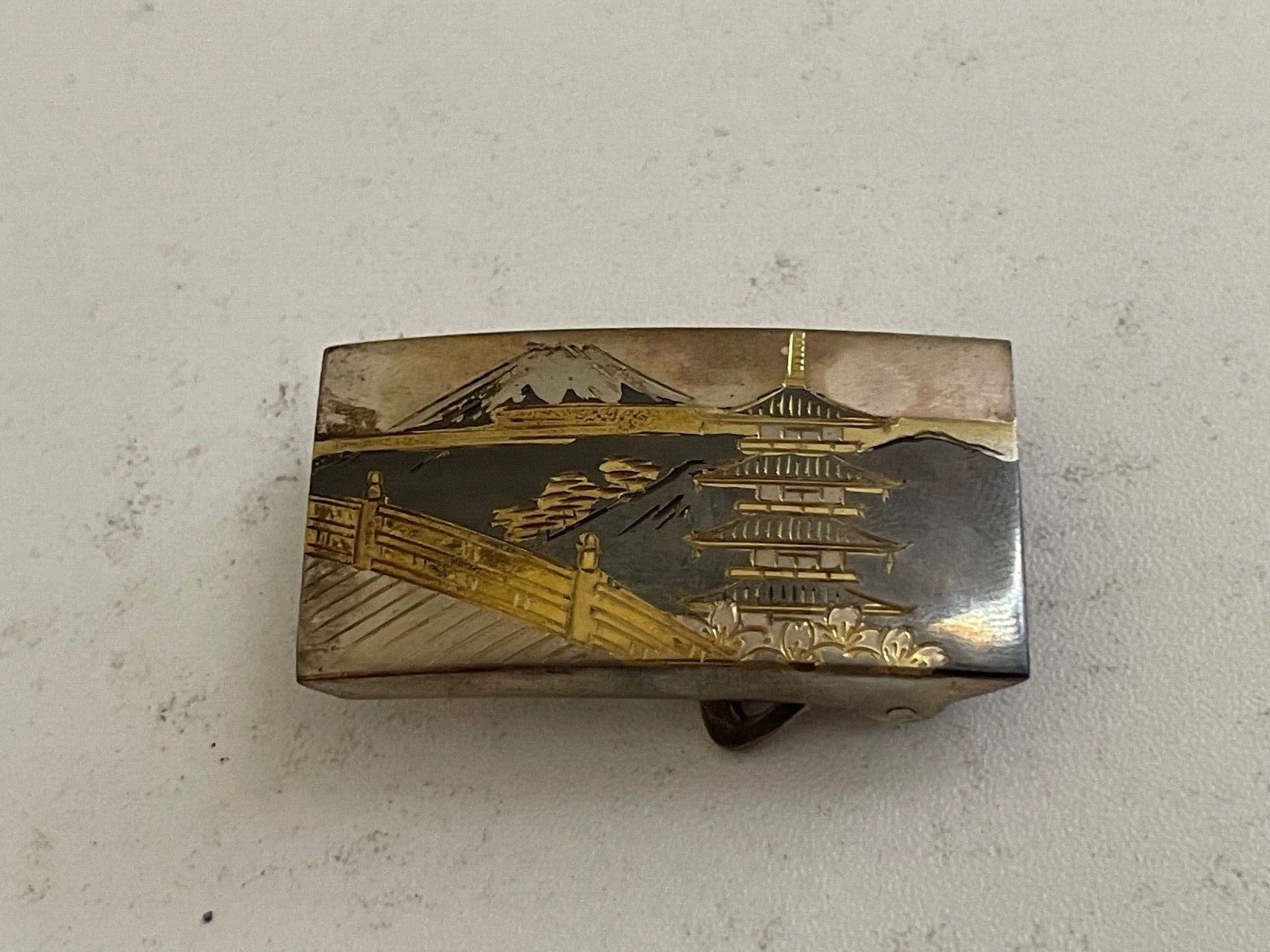 Vintage Japanese 950 Sterling Silver Damascene Style Belt