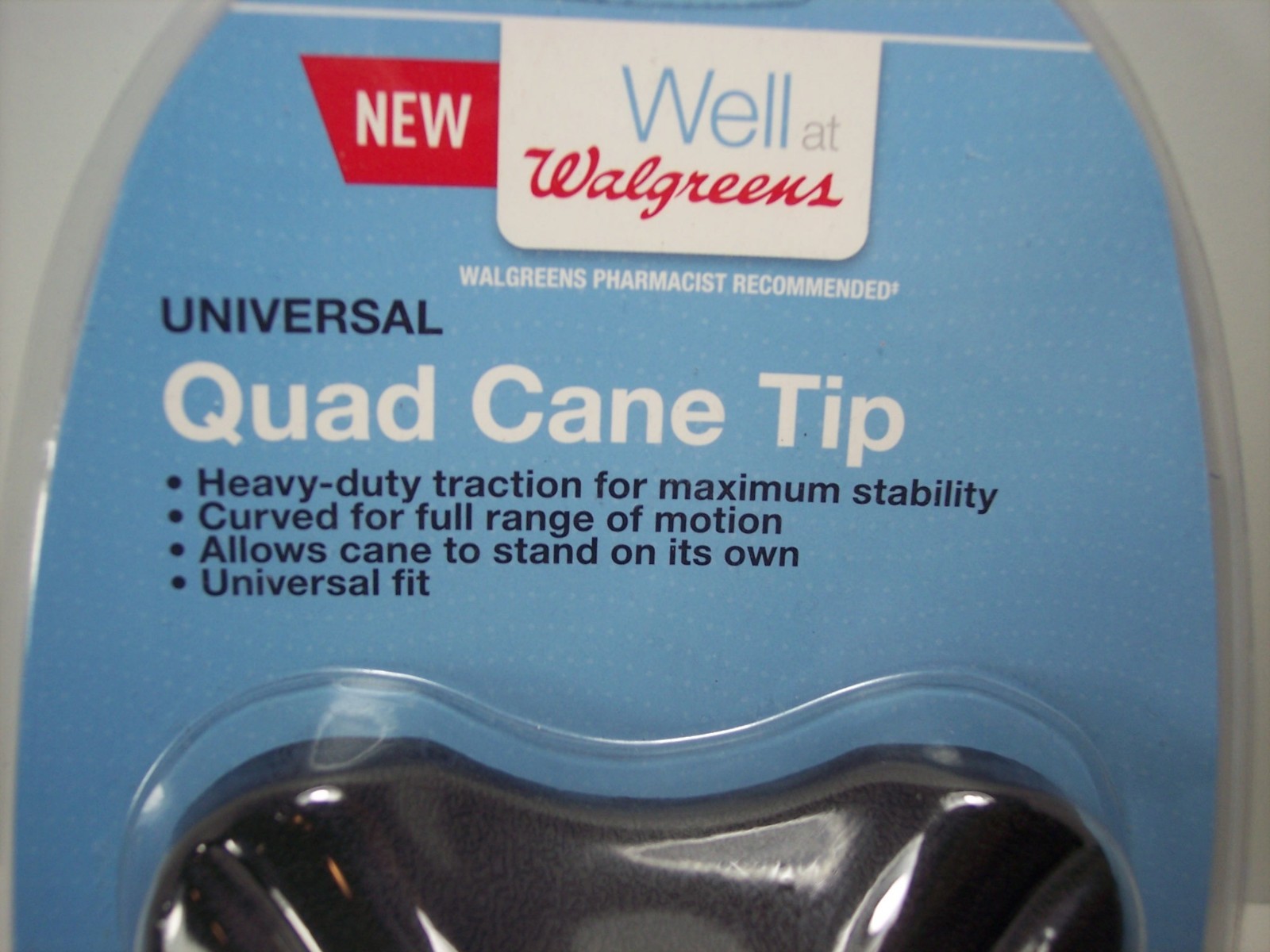 Heavy Duty Universal Self Standing Quad Base Support Cane Tip Full Range Motion