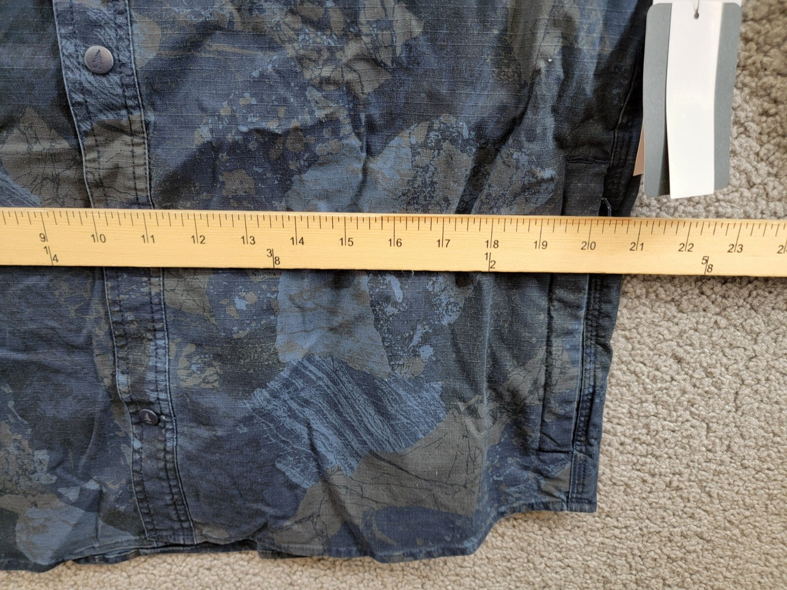 BASS OUTDOOR Ripstop Utility Shacket Men's M Rock Camo/Navy Blazer Button Snap - Picture 7 of 19