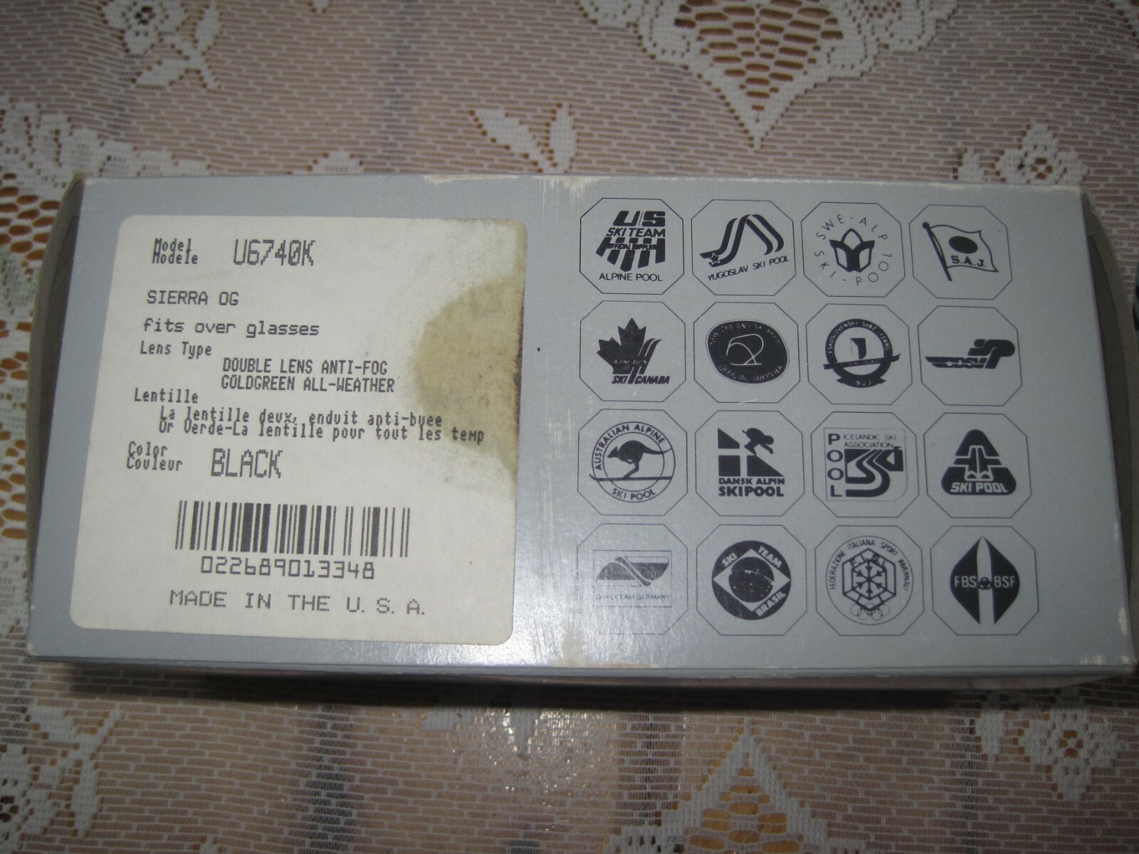 Vintage UVEX Double Lens Anti-Fog SIERRA Black Green GOGGLES Unworn?? USA