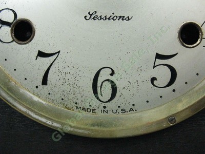 Vtg Antique Sessions Mantle Tambour Scroll Clock Eight Day Chimes Pendulum + Key