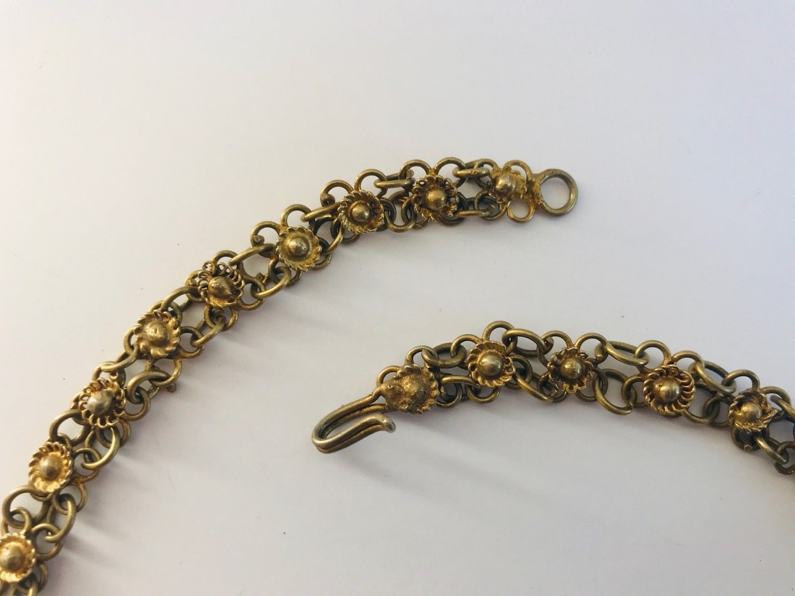 Vintage Gypsy Tribal Belly Dancing Gold Tn Brass Chainmail Collar Bells Necklace