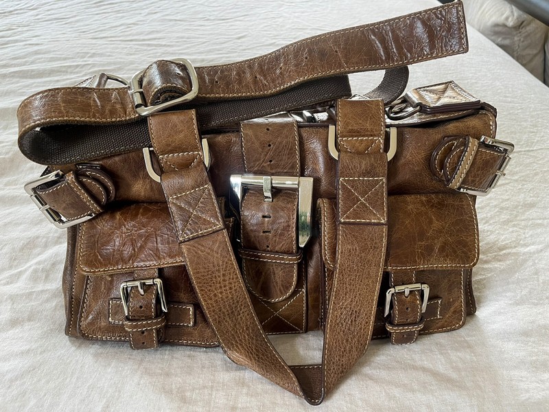 OOAK Large Bomber Leather Satchel /Crossbody Cargo Handbag Upcycled Furniture