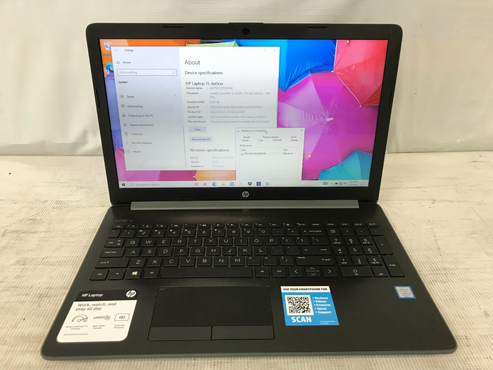 HP 15-da0087nr / 15-da0xxx / Intel Core i5-8250U 1.60GHz