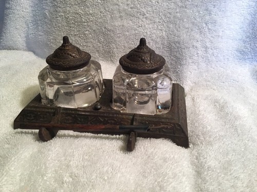 Antique Inkwell With Pen