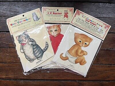 Kitty Cucumber and Friends Paper Doll Lot of 3 New and Unopened Vintage 1980s