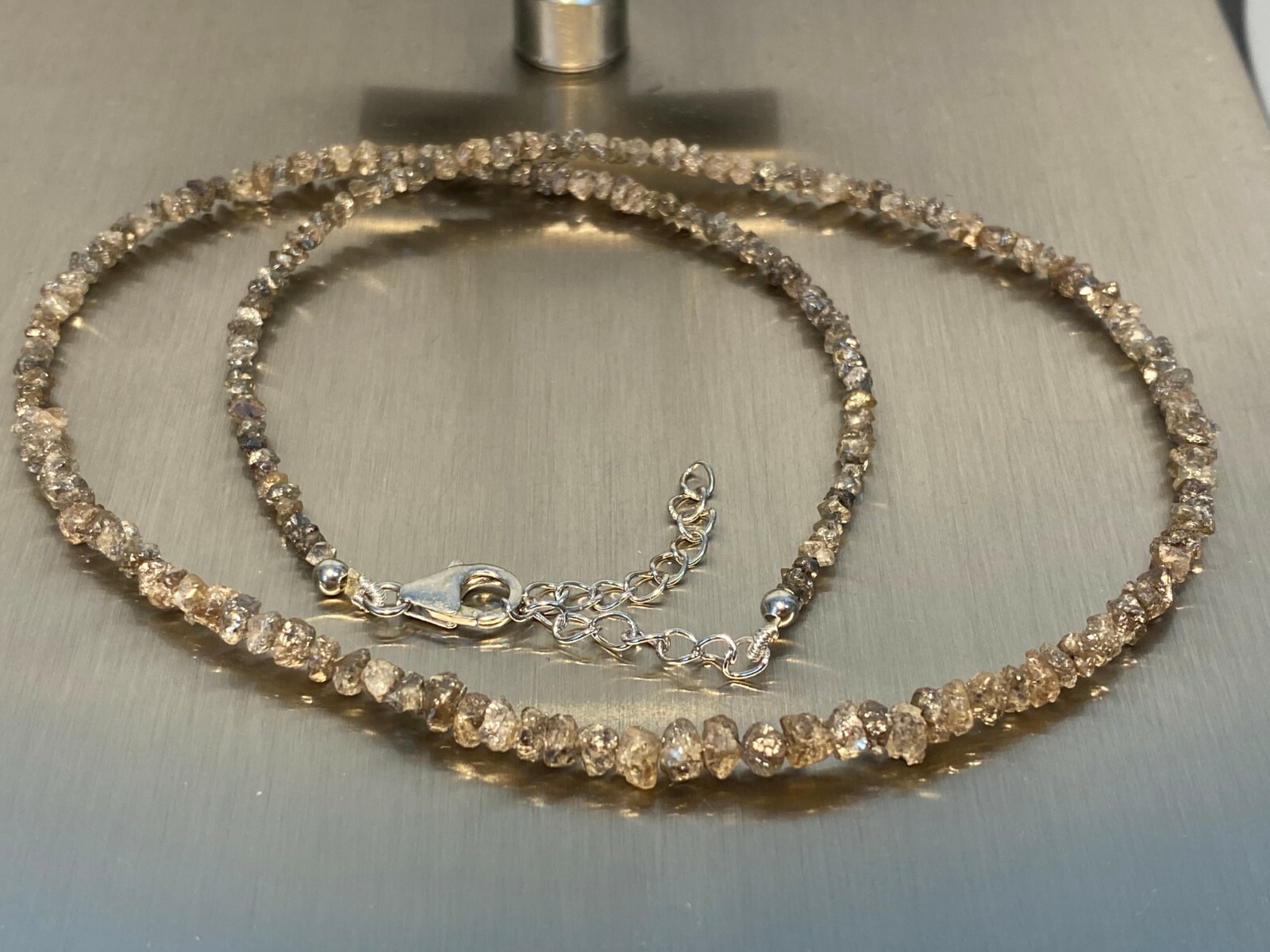 Dunkelgraue Diamantkette Kette Collier 925 S  45+5 cm/ Diamanten ca 40 Carat