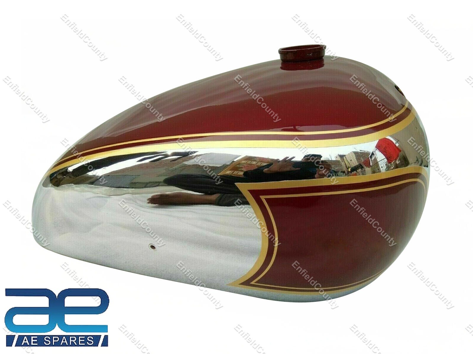 For Royal Enfield J,G Models 1946 Chrome & Red Painted Gas Fuel Petrol Tank  