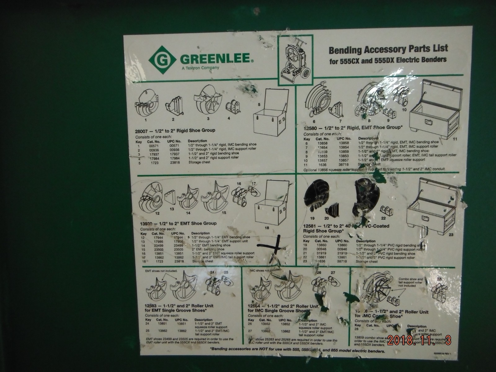 Greenlee 555CX  2 Shoe Groups EMT & IMC-RMC Redlands , CA