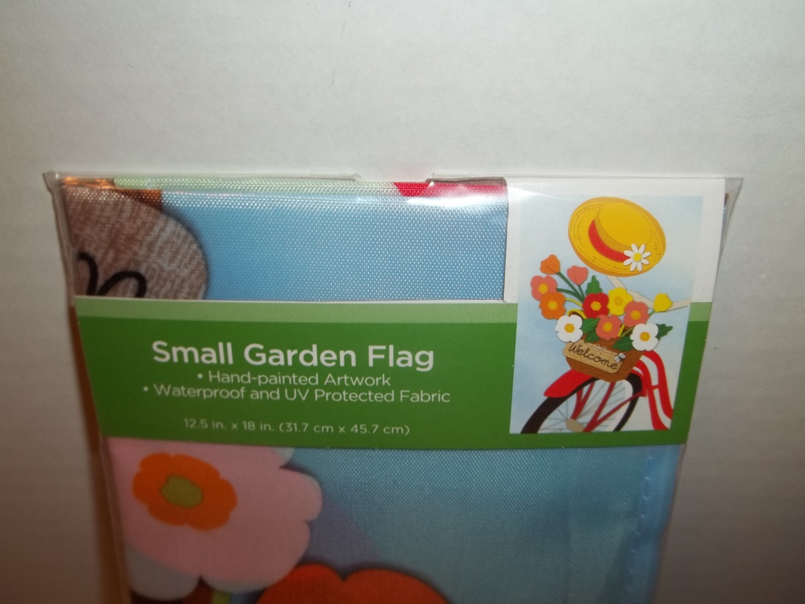 Welcome Small Garden/Yard Flag-Flowers-Bicycle-12.5x18