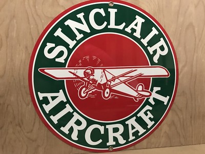 Sinclair Aircraft vintage style sign garage round gasoline oil gasoline gas