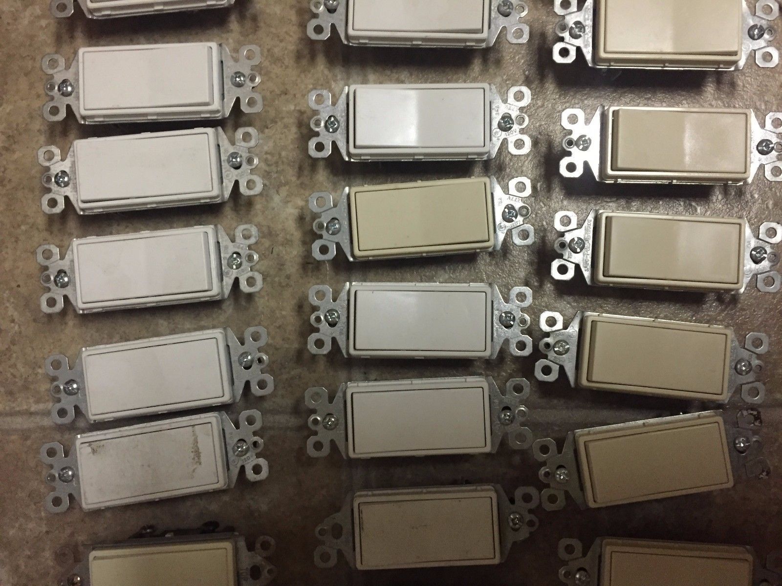 (54) Levitron Preferred Industries 3 and 2 Way Rocker Switches, White and Almond