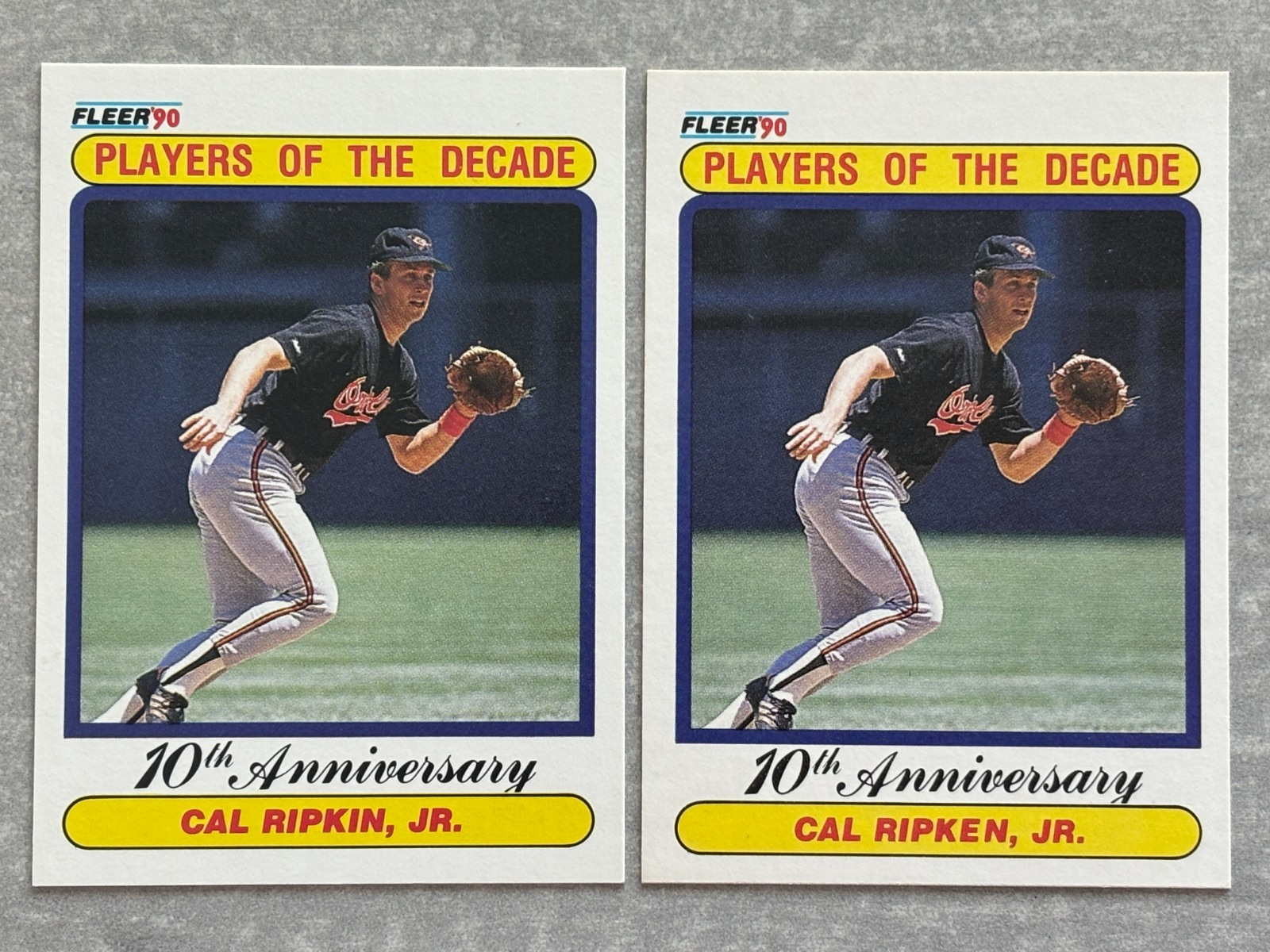 Cal Ripken, Jr.直書き直筆サイン パッチカード 2) 1990 Fleer CAL RIPKEN JR Spelling 