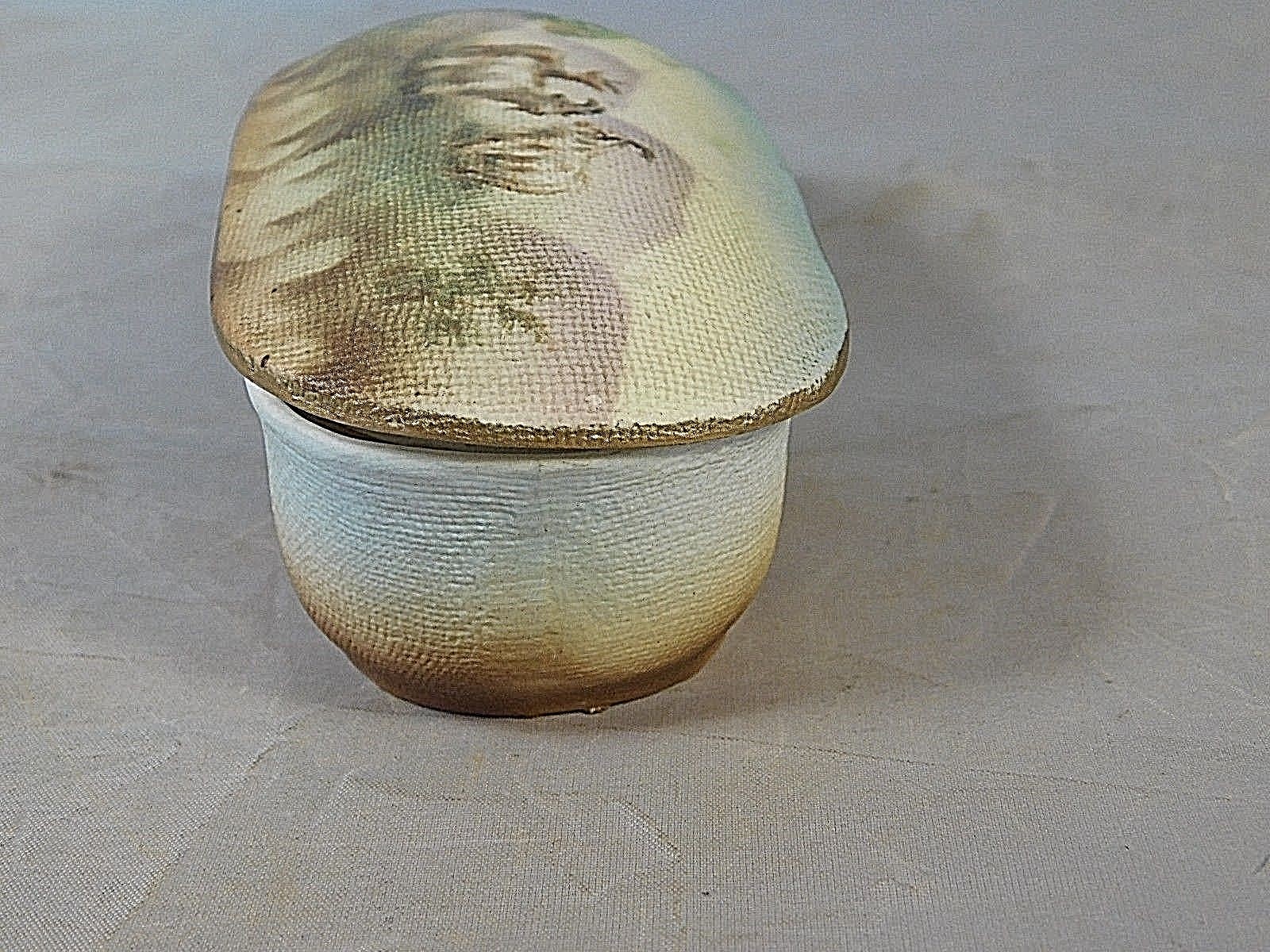 ANTIQUE ROYAL BAYREUTH TAPESTRY DRESSER BOX GOAT PATTERNED TOP