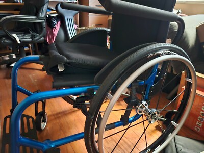 aero ti lite  blue lightweight fold up wheelchair 