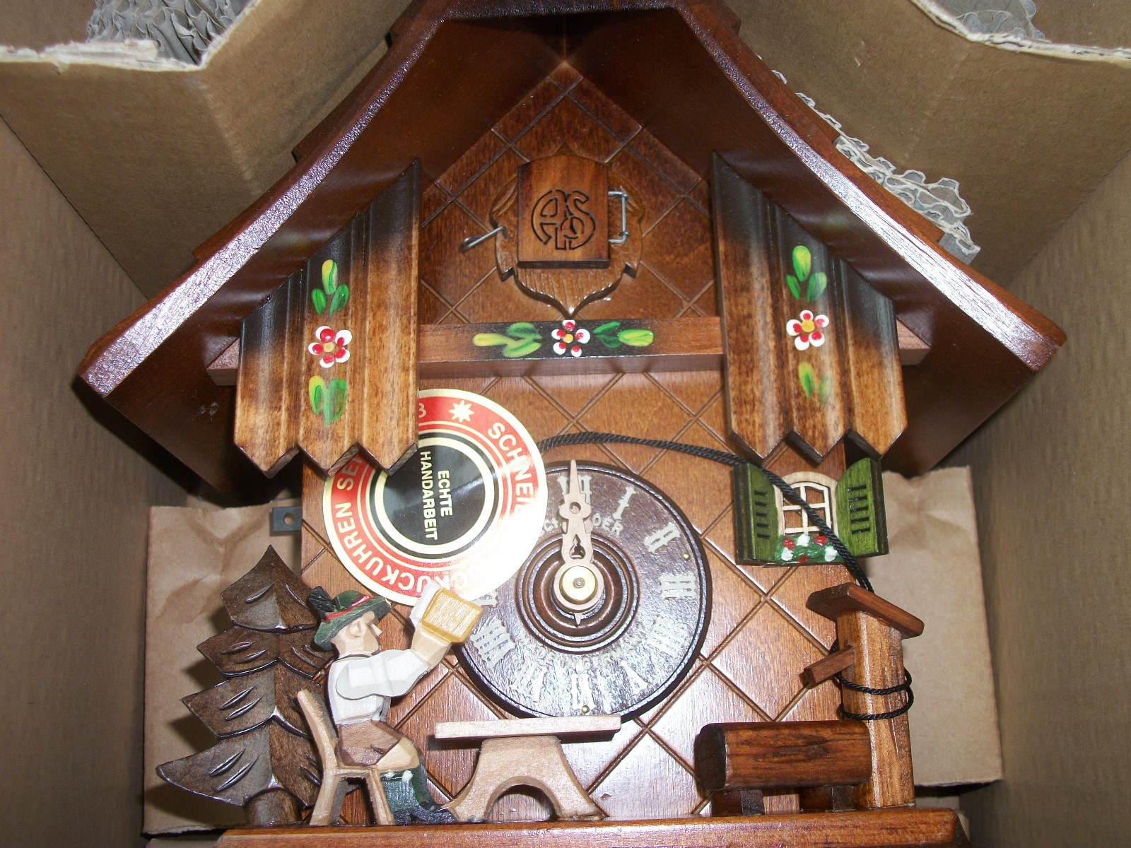 New-Original BLACK FOREST Hand Carved CUCKOO Clock BEER Drinking 30 Hour/GERMANY