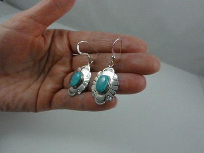 Sterling Silver Tooled Turquoise 1-3/4