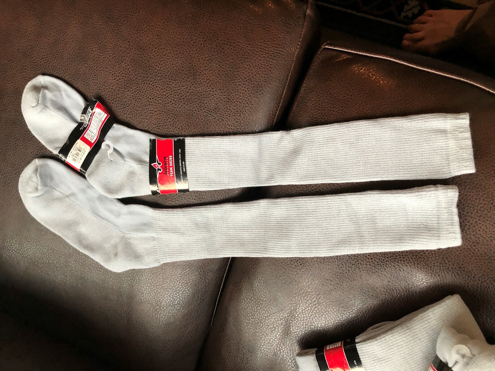 8 (Eight) Pair Alleson Athletic Team Socks Silver Size 10-13 NWT