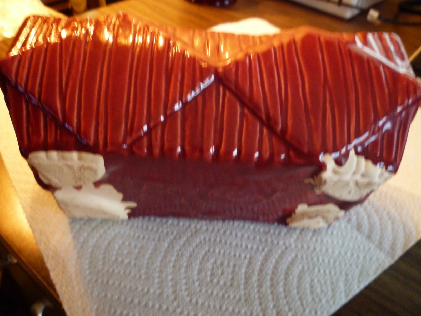 McCoy Pottery Cranberry Red Rectangular diamond pattern Planter 1950s