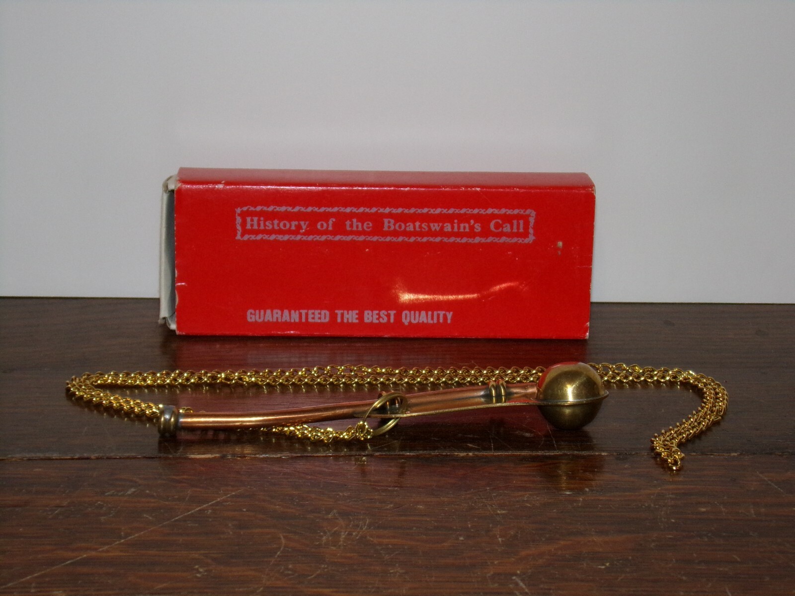 Vintage Boatswain's Call Brass and Copper Whistle in Box