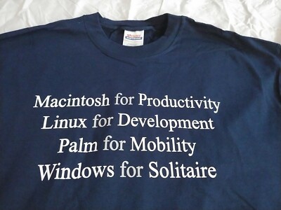 Macintosh for Productivity Linux Palm Windows for Solitaire tshirt XL