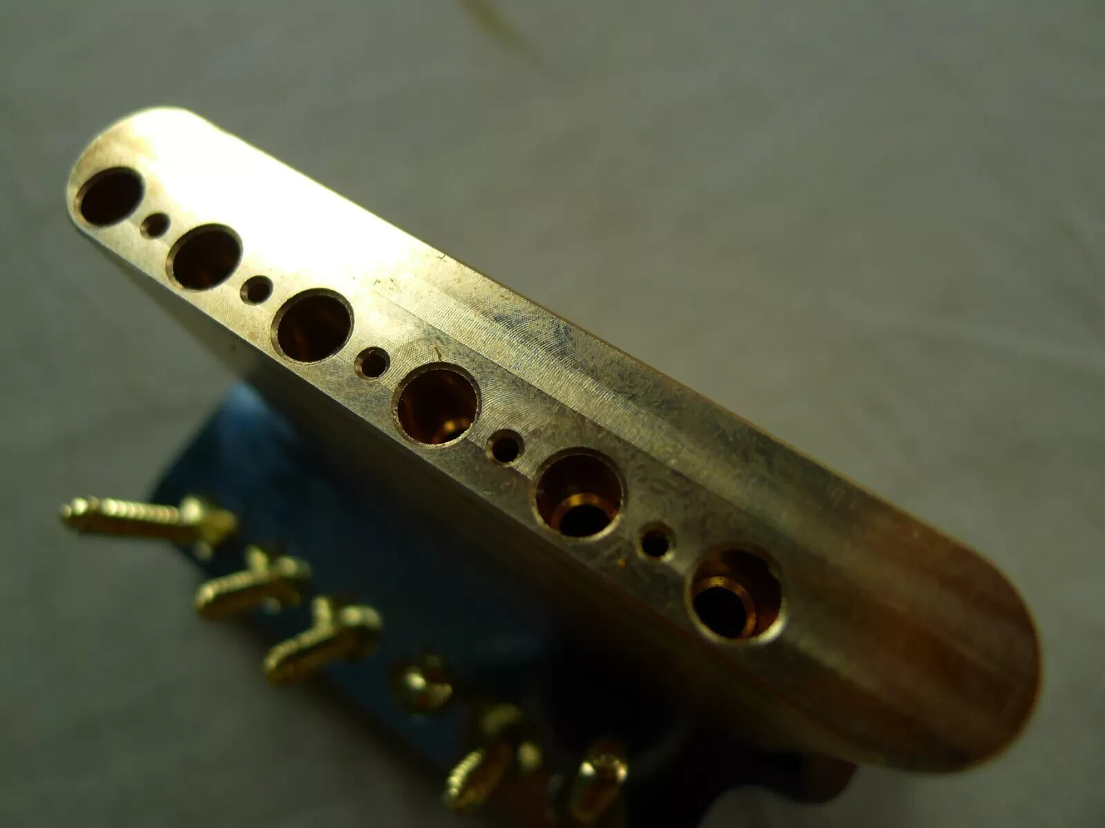 Brass PRS Style Tremolo Bridge Complete Install Kit Chrome With Gold Saddle