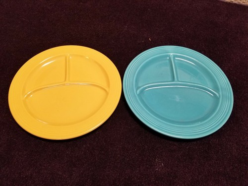 Vintage Fiestaware 2 blue Compartment Plates Fiesta 10.5