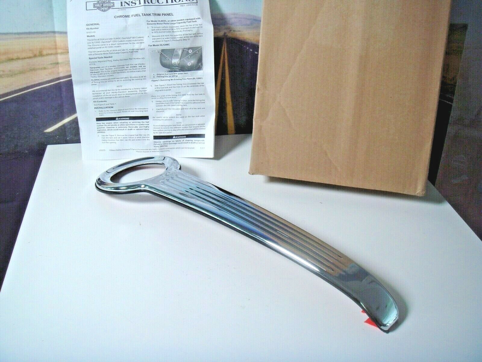 Harley XL Gas Tank Trim Panel Sportster Chrome Kit 61653-04