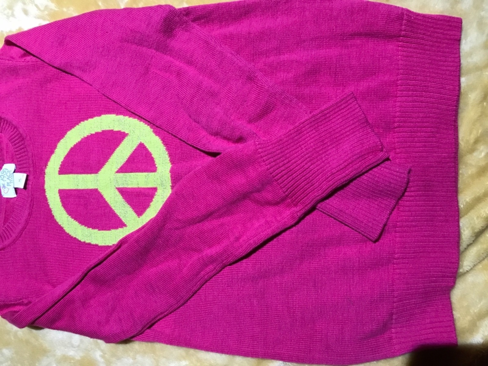 EUC Childrens Place Girls TUNIC SWEATER Med 7 8 Peace Sign