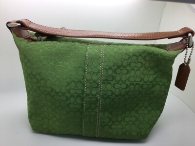 ***Vintage Coach Handbag  Mini Signature C Jacquard/leather Green ***
