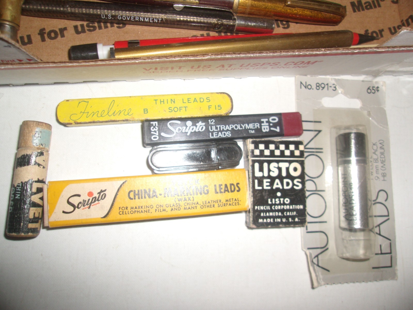 JUNK DRAWER MECHANICAL LEAD PENCILS+LEAD FOUNTAIN PEN BULLET PENCIL OLD