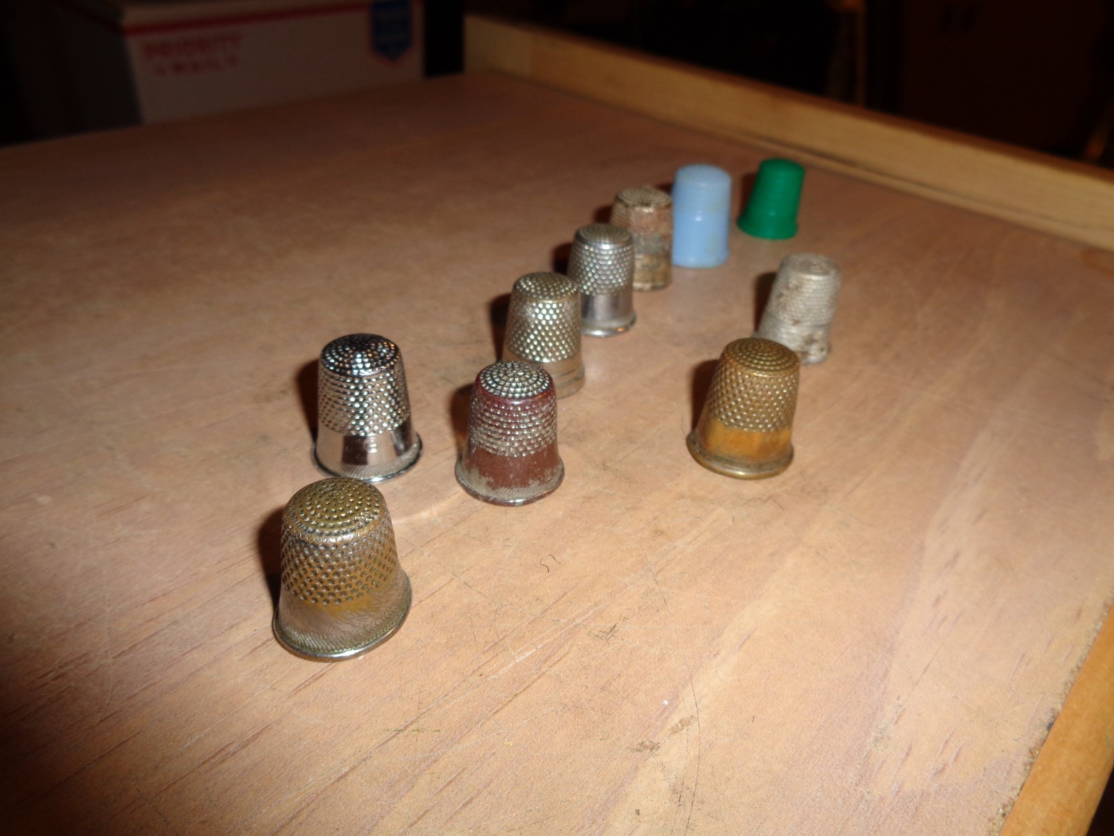 Lot of 13 Vintage Thimbles, Some Very Old, Some Not So Old