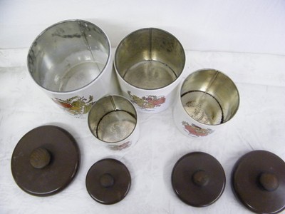 Vintage Metal Floral/Mushroom Ransburg Canister Set Flour,Sugar,Tea,&Coffee